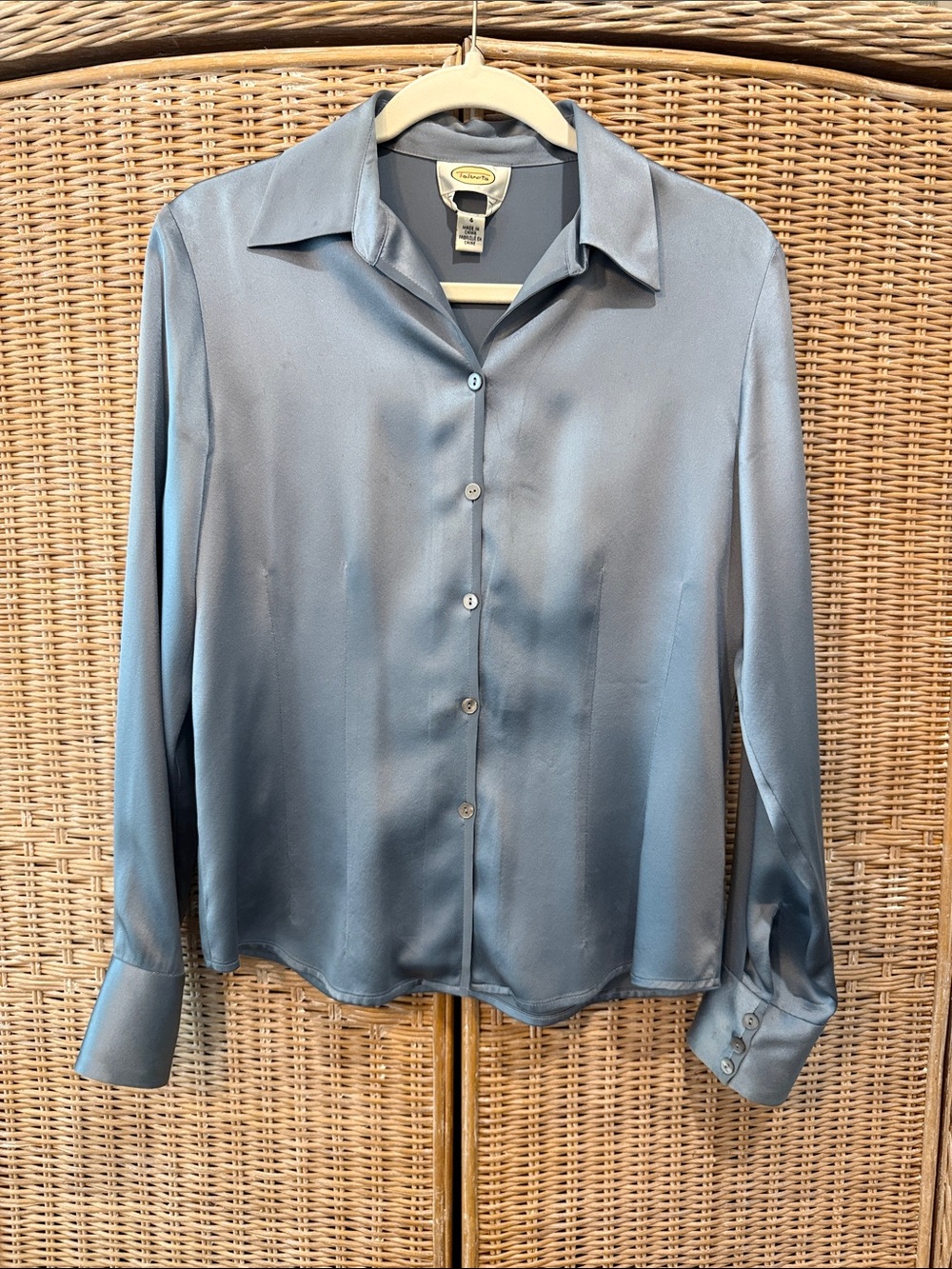 Talbots Light Blue Satin Button-Down Blouse